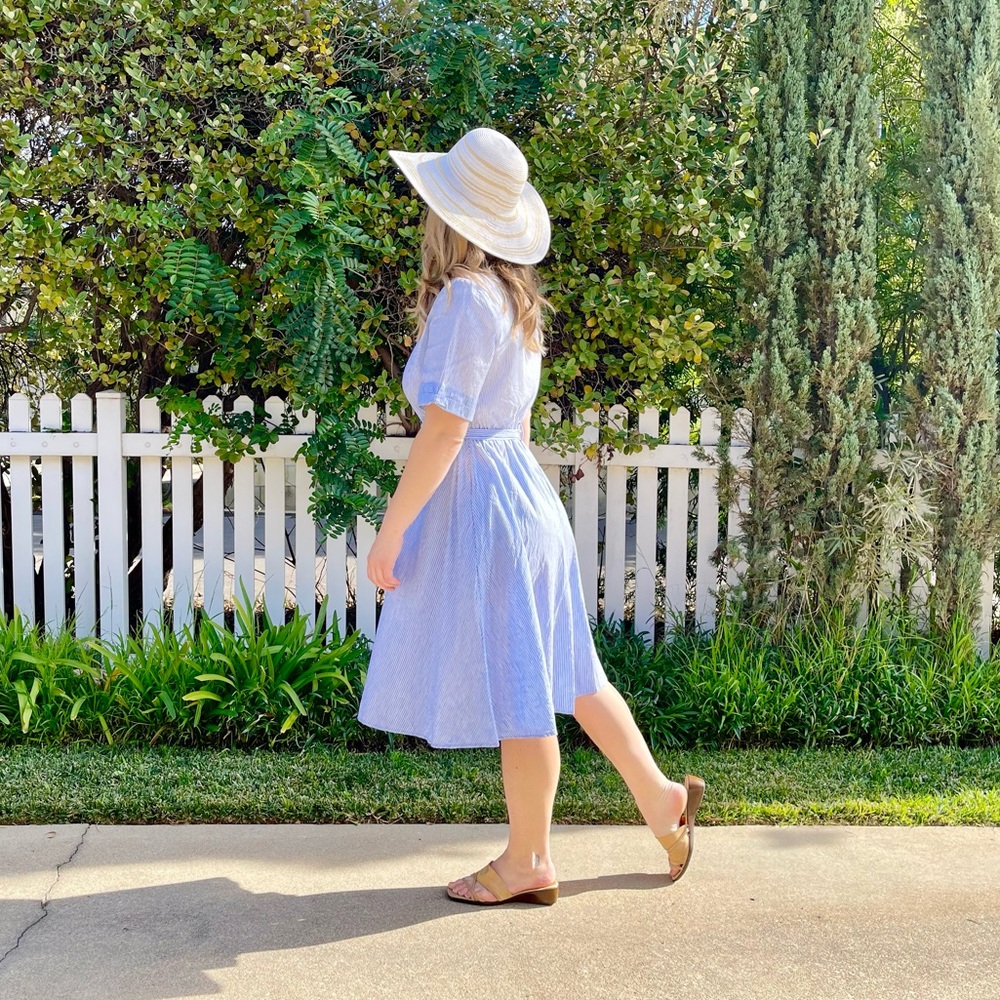 Massimo Dutti Blue Striped Button Up Dress